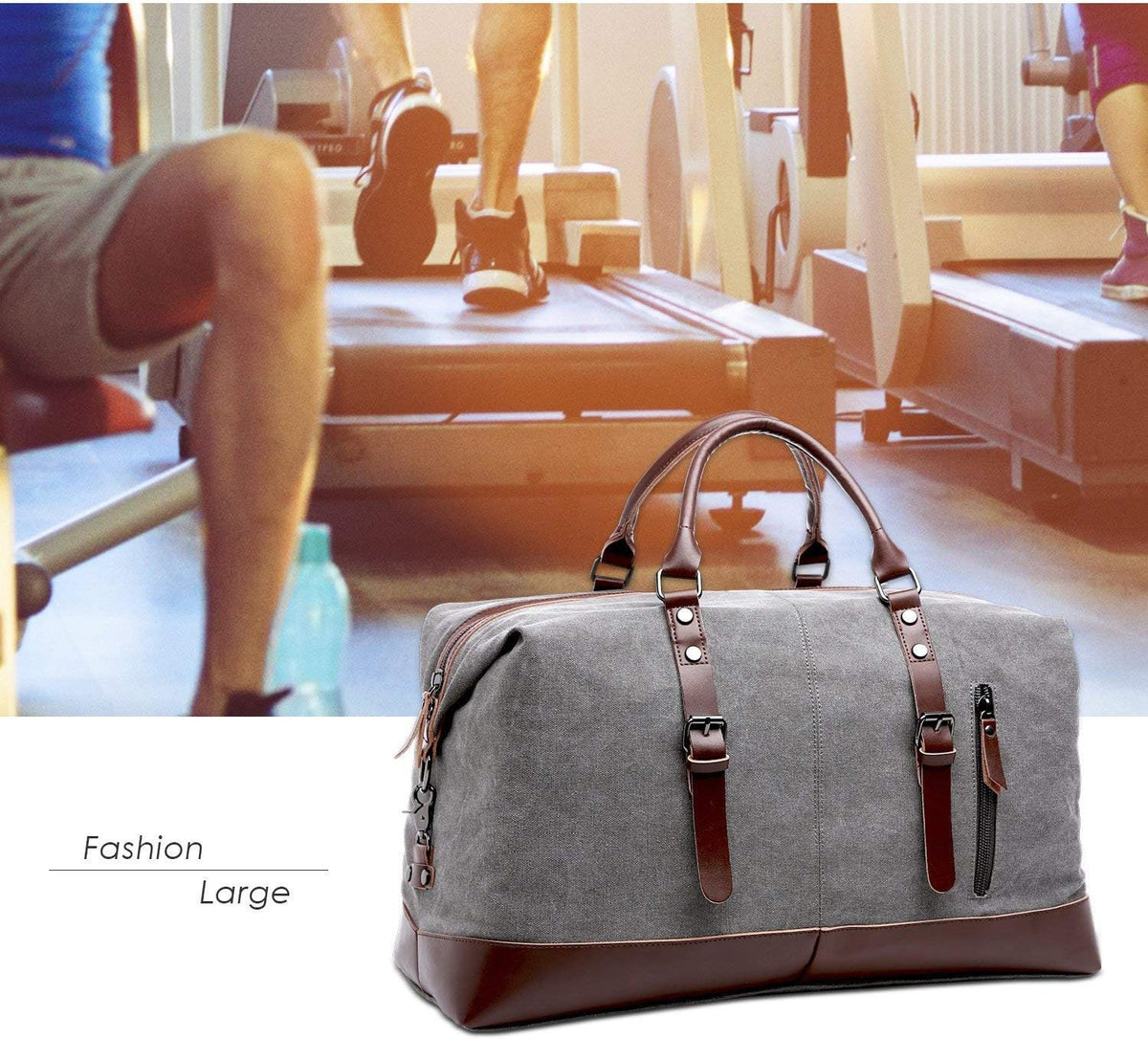 Grand Sac de Voyage en Toile Rustique avec Bandoulière Amovible - Idéal pour Week-end et Voyages Sportifs