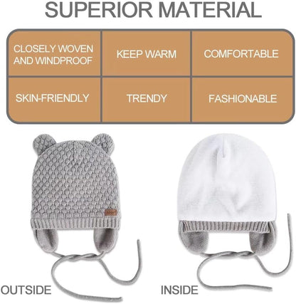 Cozy Winter Beanie Hat for Babies and Toddlers - Adorable Earflap Fleece Knit Cap for Boys and Girls