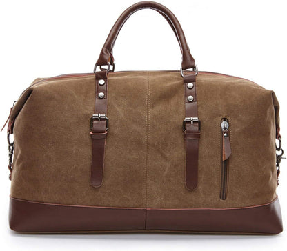 Grand Sac de Voyage en Toile Rustique avec Bandoulière Amovible - Idéal pour Week-end et Voyages Sportifs