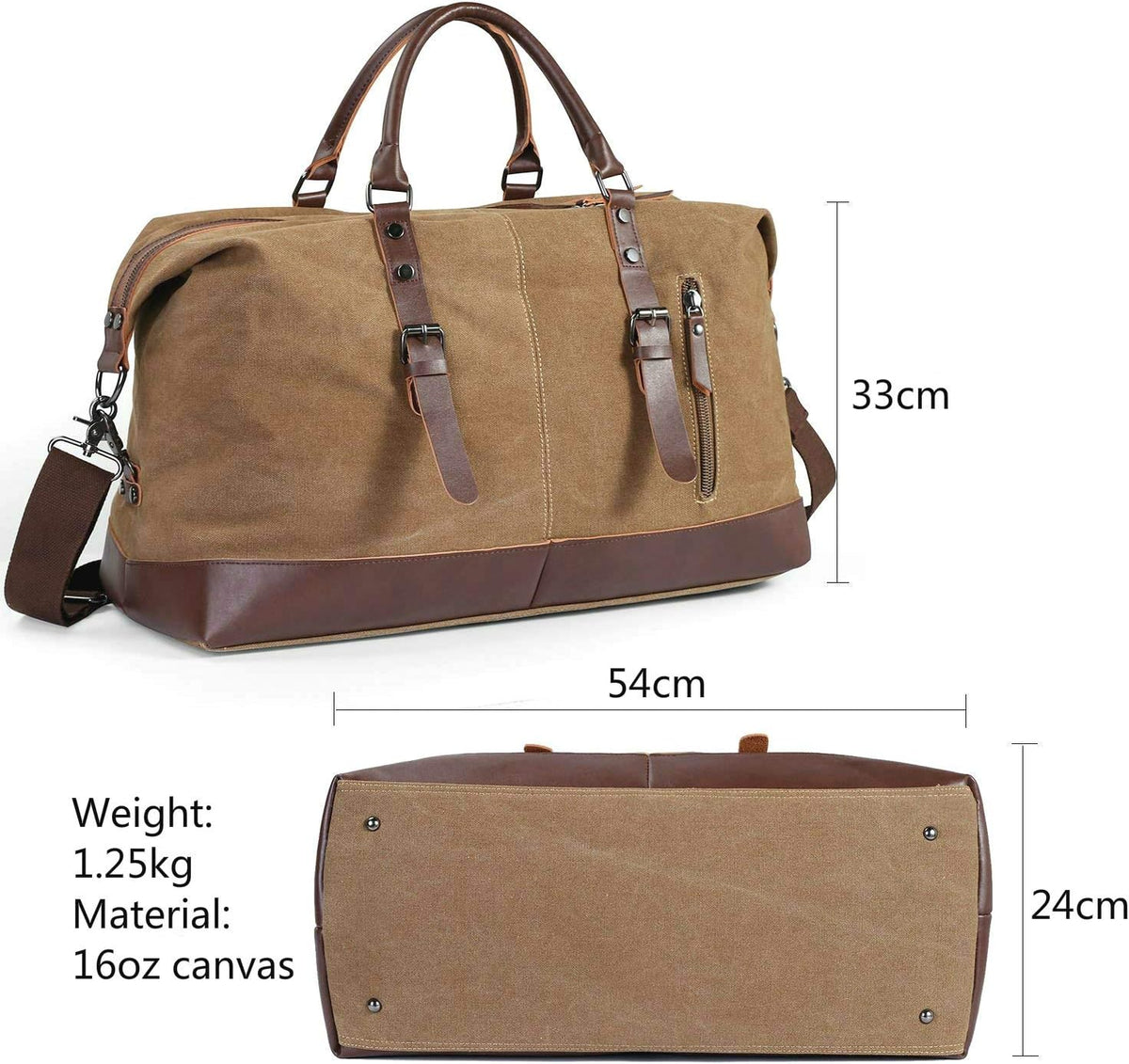 Grand Sac de Voyage en Toile Rustique avec Bandoulière Amovible - Idéal pour Week-end et Voyages Sportifs
