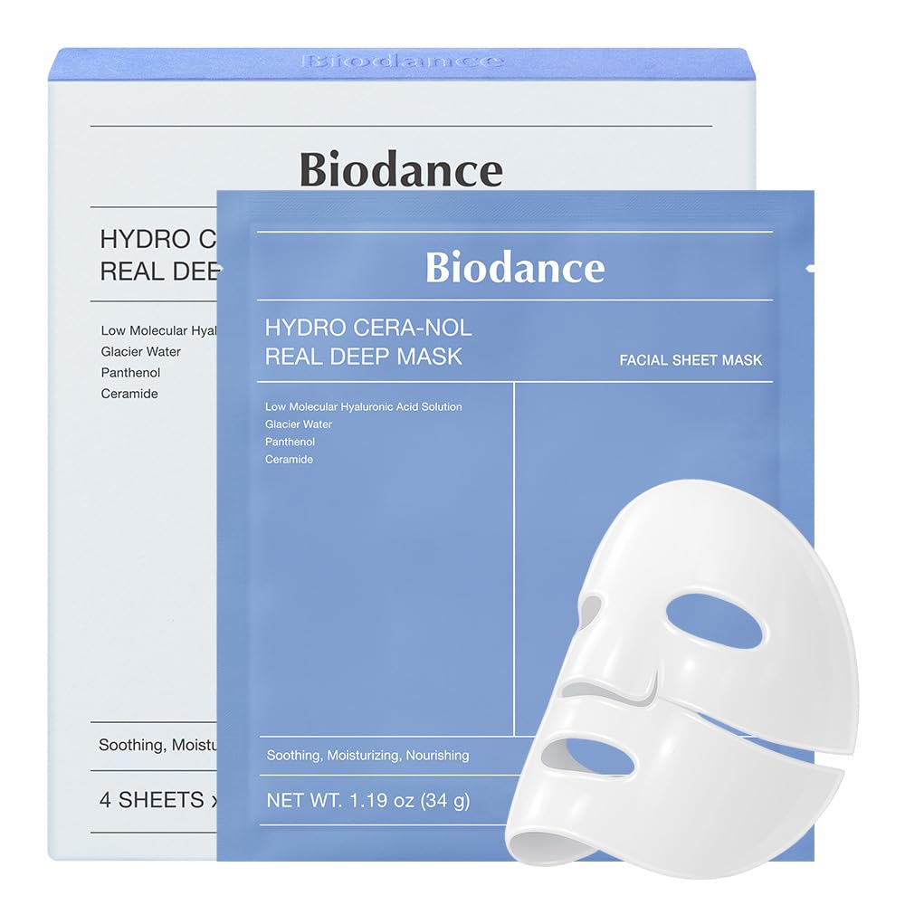 BIODANCE Bio-Collagen Real Deep, Masque Visage Hydrogel au Collagène, Masque de Nuit Hydratant, Soin des Pores et de l’Élasticité, K-Beauty Coréenne, 4 Masques