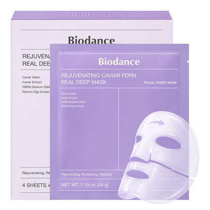 BIODANCE Bio-Collagen Real Deep, Masque Visage Hydrogel au Collagène, Masque de Nuit Hydratant, Soin des Pores et de l’Élasticité, K-Beauty Coréenne, 4 Masques