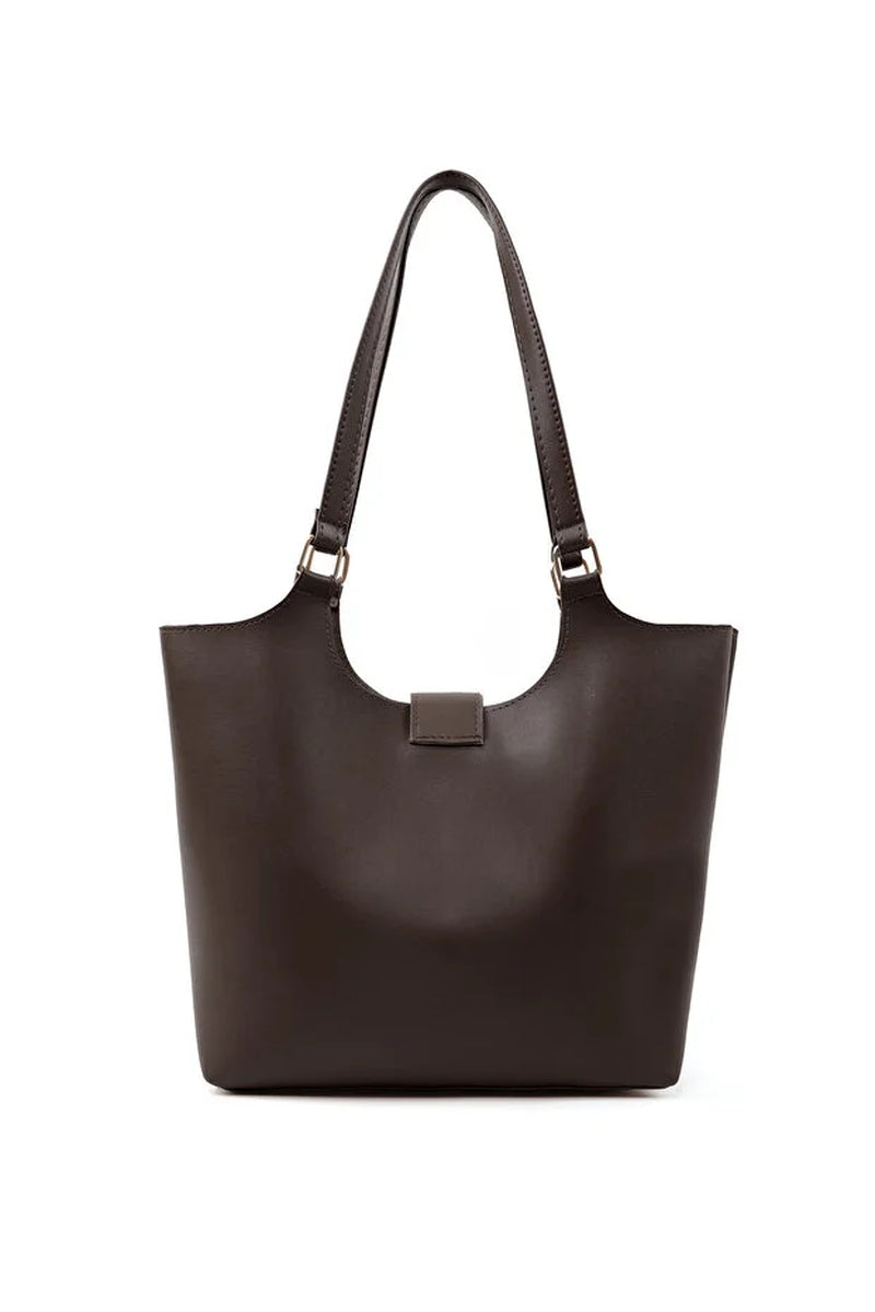 Chic Brown Faux Leather Crossbody Handbag with Snap Closure – Versatile Style for Every Occasion