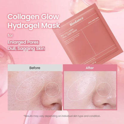 BIODANCE Bio-Collagen Real Deep, Masque Visage Hydrogel au Collagène, Masque de Nuit Hydratant, Soin des Pores et de l’Élasticité, K-Beauty Coréenne, 4 Masques