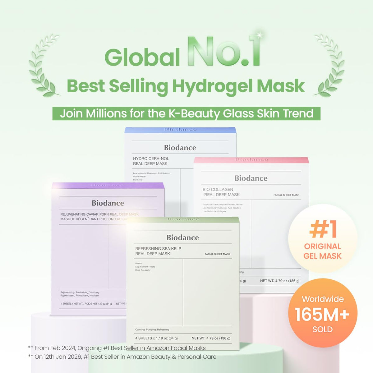 BIODANCE Bio-Collagen Real Deep, Masque Visage Hydrogel au Collagène, Masque de Nuit Hydratant, Soin des Pores et de l’Élasticité, K-Beauty Coréenne, 4 Masques