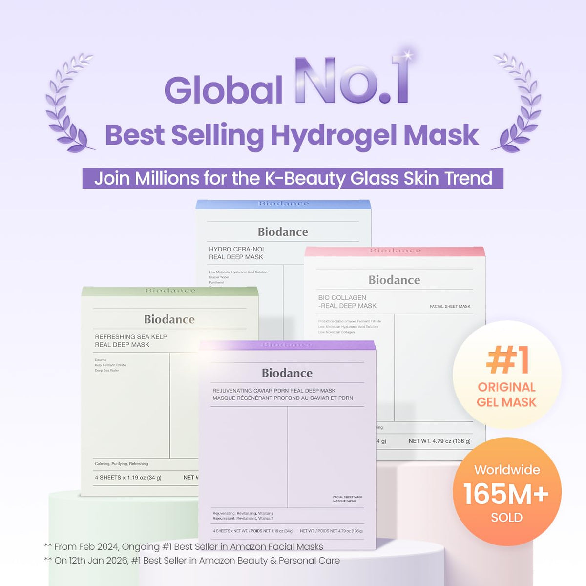 BIODANCE Bio-Collagen Real Deep, Masque Visage Hydrogel au Collagène, Masque de Nuit Hydratant, Soin des Pores et de l’Élasticité, K-Beauty Coréenne, 4 Masques