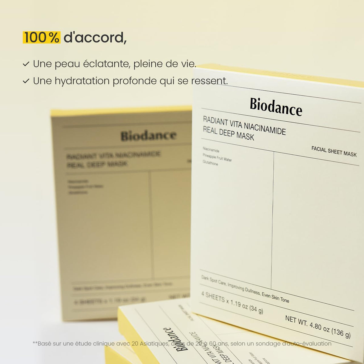 BIODANCE Bio-Collagen Real Deep, Masque Visage Hydrogel au Collagène, Masque de Nuit Hydratant, Soin des Pores et de l’Élasticité, K-Beauty Coréenne, 4 Masques