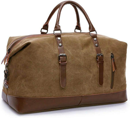 Grand Sac de Voyage en Toile Rustique avec Bandoulière Amovible - Idéal pour Week-end et Voyages Sportifs