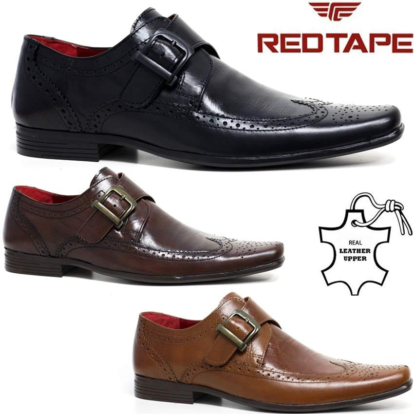 Mens Red Tape Leather Shoes Smart Office Wedding Work Formal Party Brogue Shoes