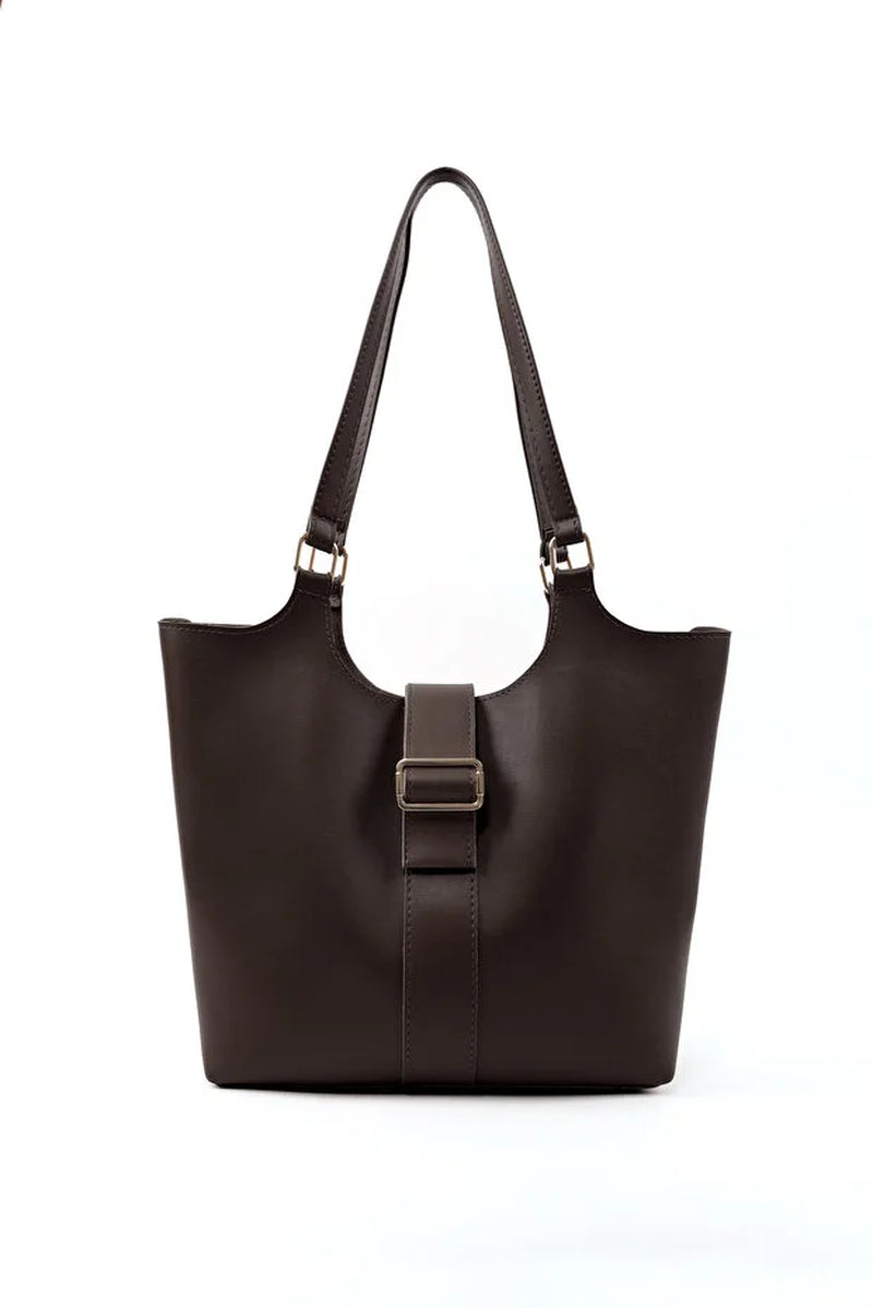 Chic Brown Faux Leather Crossbody Handbag with Snap Closure – Versatile Style for Every Occasion