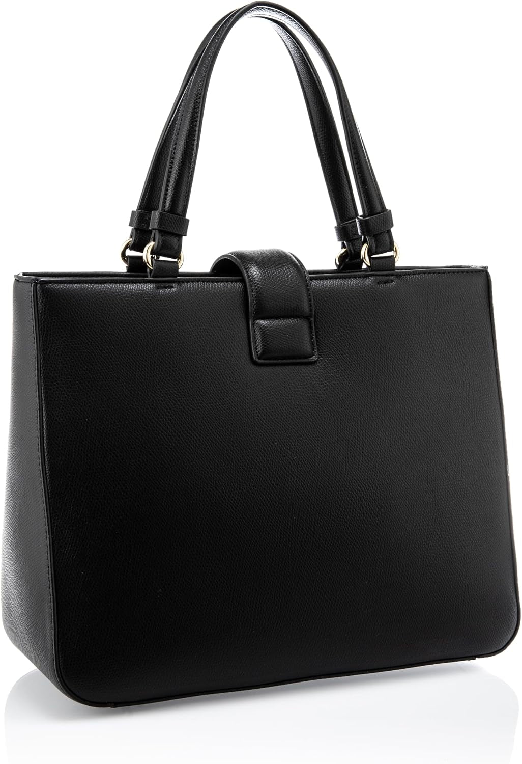 Armani Exchange Donna Amy, Sustainable, Gold Logo Plate Tote Bag M, Nero