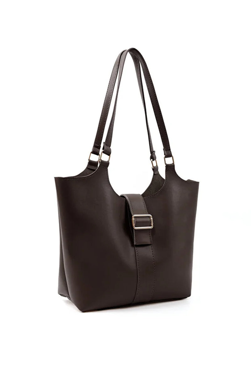 Chic Brown Faux Leather Crossbody Handbag with Snap Closure – Versatile Style for Every Occasion