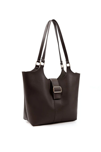 Chic Brown Faux Leather Crossbody Handbag with Snap Closure – Versatile Style for Every Occasion