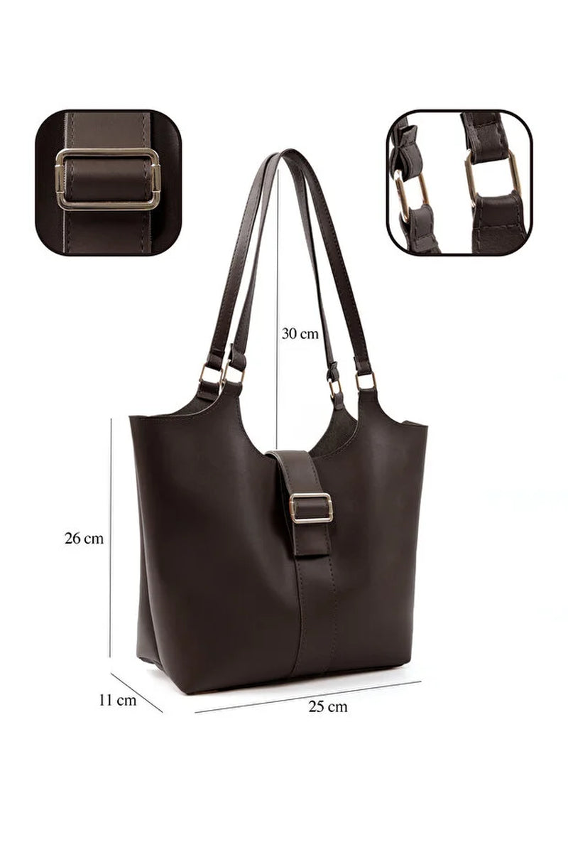 Chic Brown Faux Leather Crossbody Handbag with Snap Closure – Versatile Style for Every Occasion